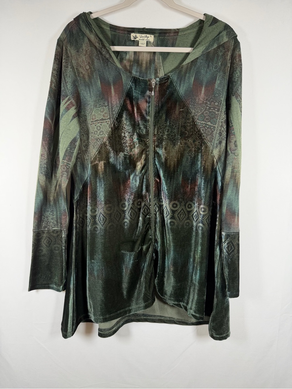 Unity World Wear Velvet Fairy, Grunge, Forest, Boho Oversized Zip Sweater